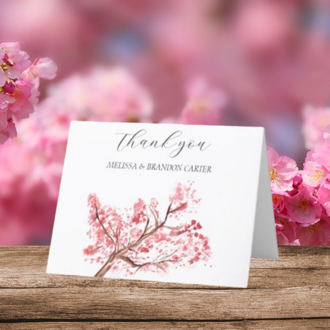 Cherry Blossom Pink Floral Wedding Thank you  Card (Creator Uploaded)