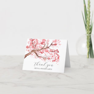 Cherry Blossom Pink Floral Wedding Thank you  Card