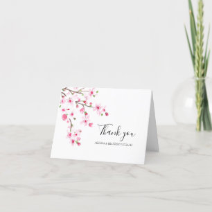 Cherry Blossom Pink Floral Wedding Thank you Card