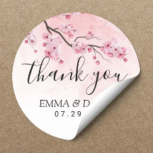 Cherry Blossom Pink Floral Wedding Thank You