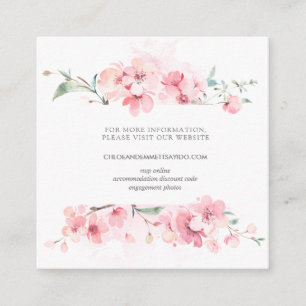 Cherry Blossom Pink Floral Wedding Website Enclosure Card