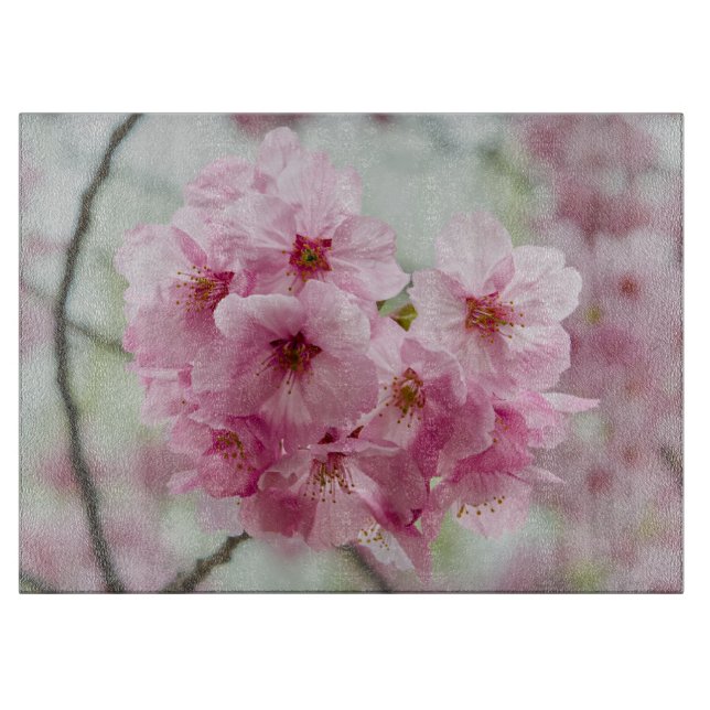 Cherry Blossom, Pink Flower Photography Cutting Board (Front)