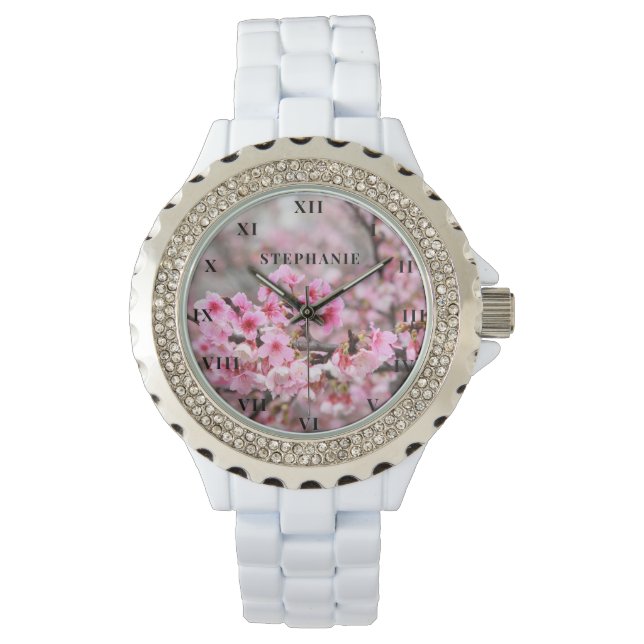 Cherry Blossom Pink Flower Sakura Springtime  Watch (Front)