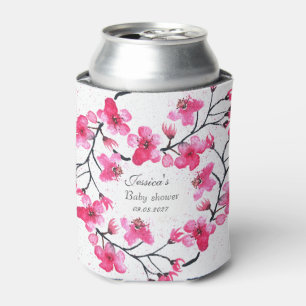 Cherry Blossom Pink Flowers Baby Shower Girl Can Cooler