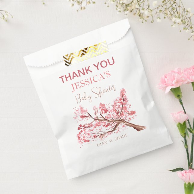 Cherry Blossom Pink Flowers Baby Shower Girl Favour Bags (Sealed)