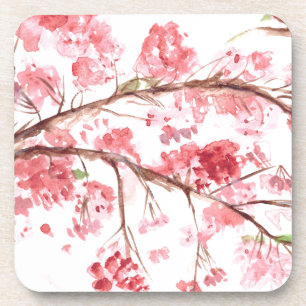 Cherry blossom pink flowers coaster