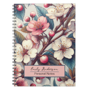 Cherry blossom pink flowers floral Japanese Sakura Notebook