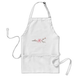Cherry blossom pink flowers floral watercolor standard apron
