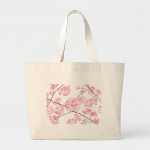 Cherry blossom pink flowers Sakura Asian Japanese Large Tote Bag
