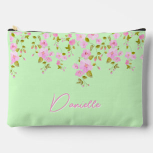 Cherry Blossom Pink & Green Pretty Custom Accessory Pouch
