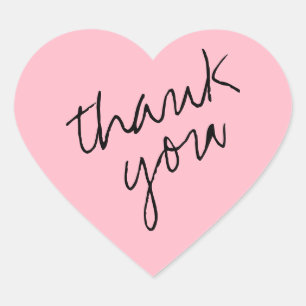 Cherry Blossom Pink Heart Thank You Sticker