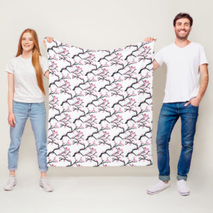 Cherry Blossom Pink Japanese Sakura Kawaii  Fleece Blanket