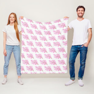 Cherry Blossom Pink Japanese Sakura Kawaii Fleece Blanket