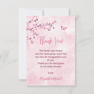 Cherry Blossom Pink Marble Baby Shower Thank You