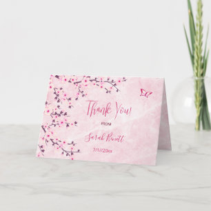 Cherry Blossom Pink Marble Thank You Baby Shower