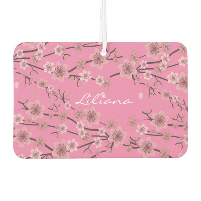 Cherry Blossom Pink Name Car Car Air Freshener (Front)