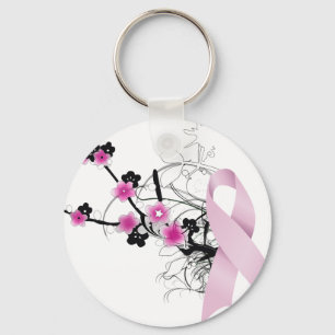 Cherry Blossom Pink Ribbon Key Ring