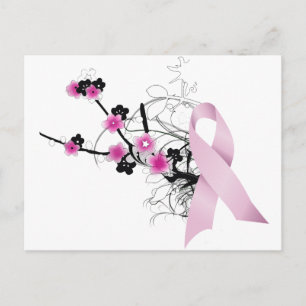 Cherry Blossom Pink Ribbon Postcard