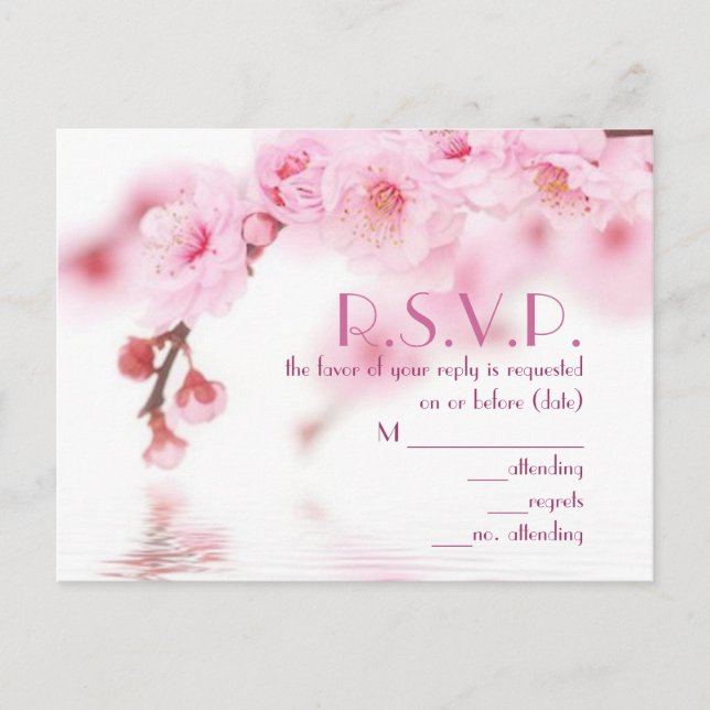 Cherry blossom pink sakura Chinese wedding  Invitation Postcard (Front)