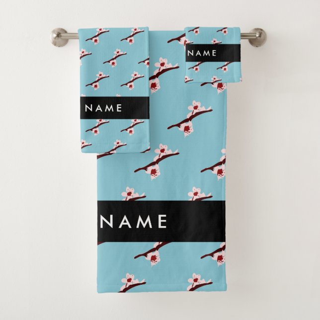 Cherry Blossom, Pink Sakura, Your Name Bath Towel Set (Insitu)