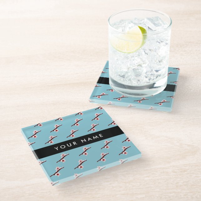 Cherry Blossom, Pink Sakura, Your Name Glass Coaster (Angled)