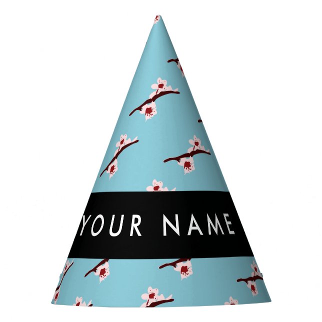 Cherry Blossom, Pink Sakura, Your Name Party Hat (Front)