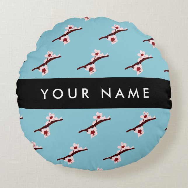 Cherry Blossom, Pink Sakura, Your Name Round Cushion (Front)