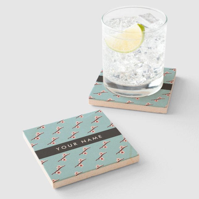 Cherry Blossom, Pink Sakura, Your Name Stone Coaster (Side)