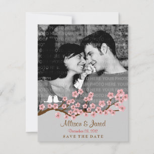 Cherry Blossom Pink Silver Save the Date Photo
