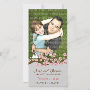 Cherry Blossom Pink Silver Save the Date Photo