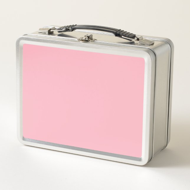 Cherry Blossom Pink Solid Colour Metal Lunch Box (Front)