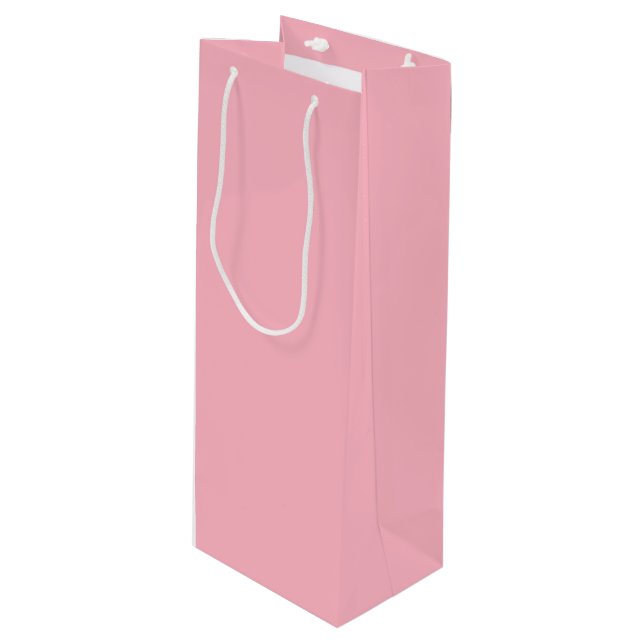Cherry Blossom Pink Solid Colour Wine Gift Bag (Front Angled)
