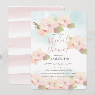 Cherry Blossom Pink Watercolor Bridal Shower Invitation
