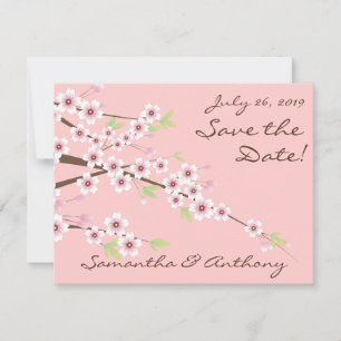 Cherry Blossom Pink Wedding Save the Date