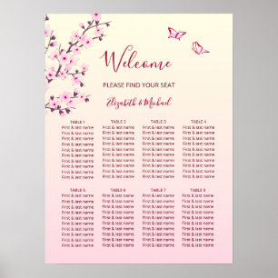 Cherry Blossom Pink  Wedding Seating Chart