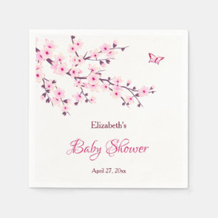 Cherry Blossom Pink White Baby Shower   Napkin