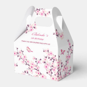 Cherry Blossom Pink White Birthday Thank You Favour Box
