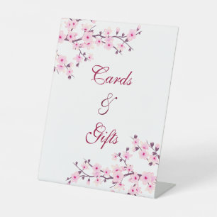 Cherry Blossom Pink White Cards And Gifts  Pedestal Sign