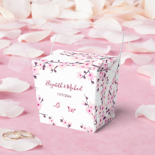 Cherry Blossom Pink White Custom Wedding  Favour Box (Wedding)