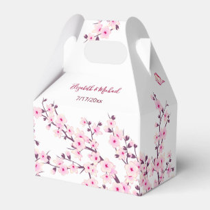 Cherry Blossom Pink White Custom Wedding Favour Box