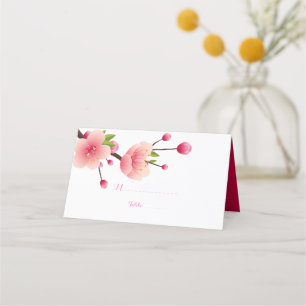 Cherry Blossom Pink White  floral Place Card