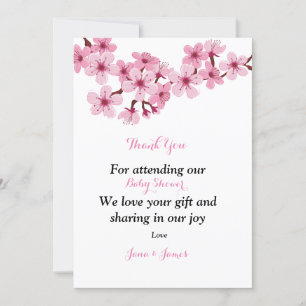 Cherry Blossom Pink White floral Thank You Card