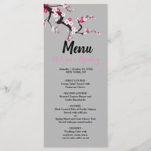 Cherry Blossom Pink White floral Wedding Menu