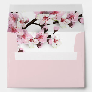 Cherry Blossom Pink White Wedding Envelopes