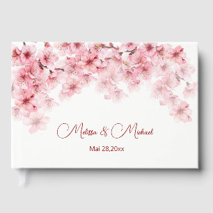 Cherry Blossom Pink White Wedding Guest Book