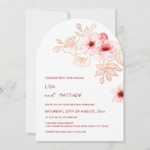 Cherry Blossom Pink White Wedding Invitation