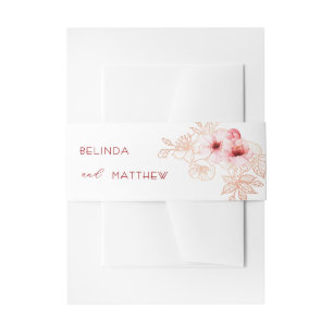 Cherry Blossom Pink White Wedding Invitation Belly Band