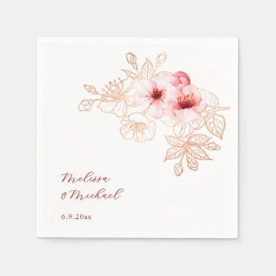 Cherry Blossom Pink White Wedding Napkin