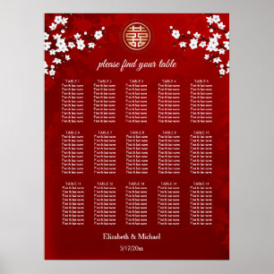 Cherry Blossom Pink White Wedding Poster