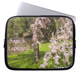 Cherry Blossom Pond Laptop Sleeve *personalise*